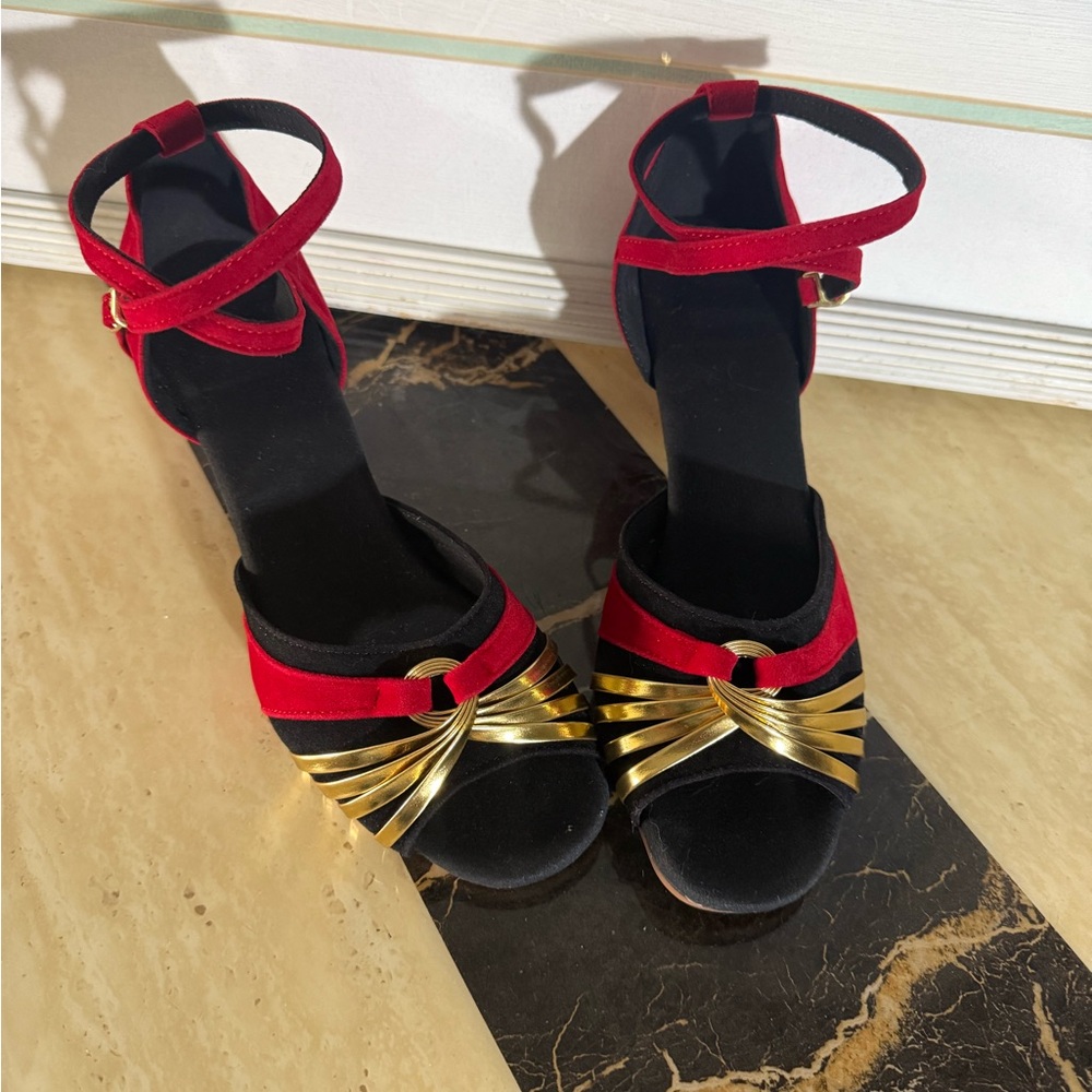 Elegant Red and Gold Women's Sandals